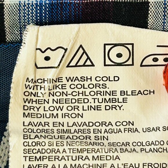 Wrangler Western Pearl Snap Plaid Shirt Size M Long Sleeve Blue Cotton Cowboy - Picture 10 of 10